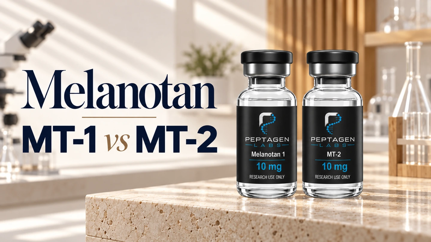 Melanotan MT-1 vs MT-2: struktūra, įrodymai ir reguliacinis statusas